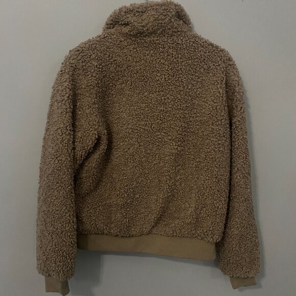 GARAGE BeigeTeddy Sherpa Zip Jacket Fully Lined Women’s Size Medium - Picture 4 of 6